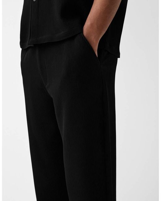 Bershka Black Plisse Trouser Co-ord for men