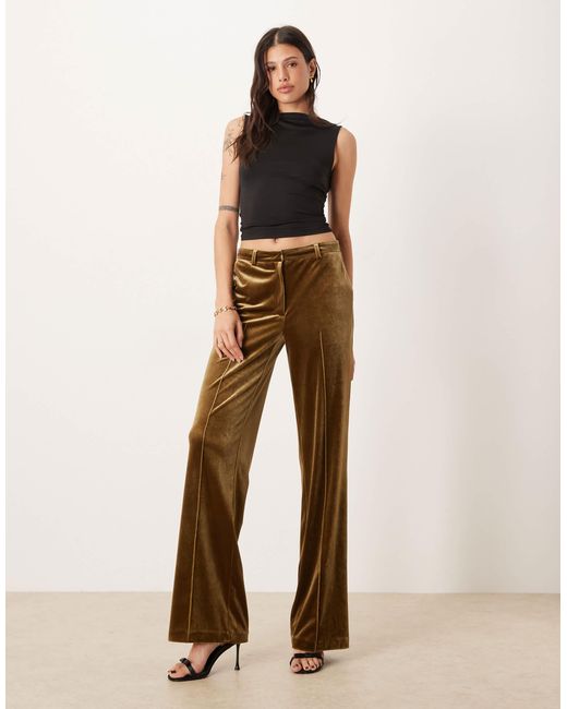 ASOS Natural Asos Design Tall Tailored Velvet Slim Straight Trousers