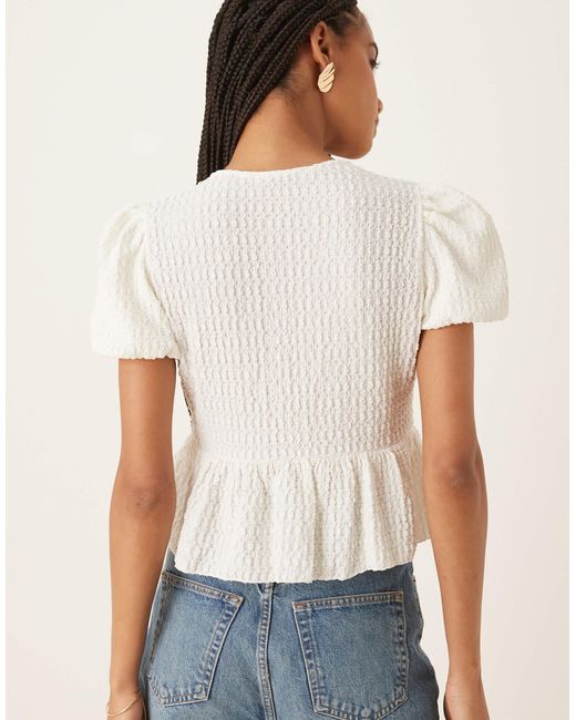Mango Blue Crinkle Textures Tie Front Blouse