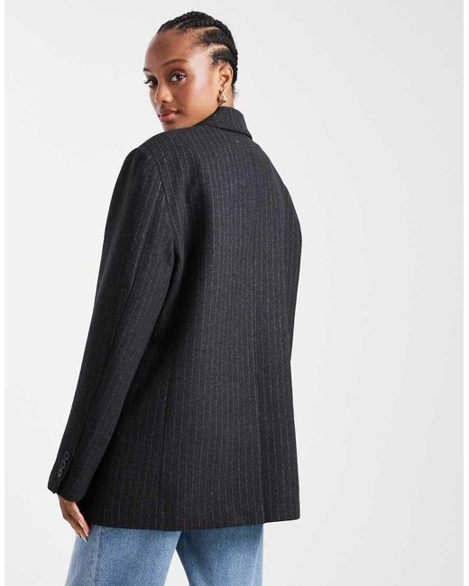 ASOS Black Asos Design Tall Wool Blend Pinstriped Formal Blazer