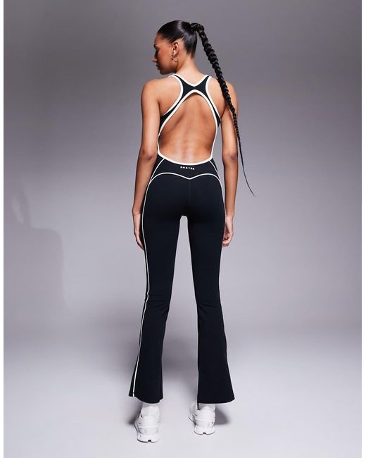 Bo&Tee Blue Bo+Tee Contrast Trim Backless Jumpsuit