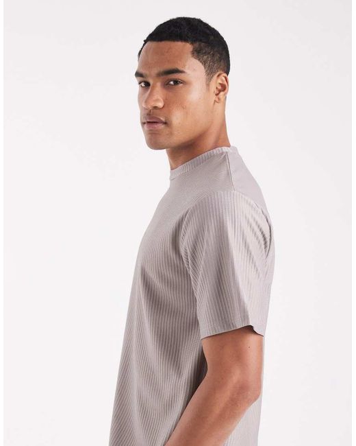 Only & Sons Gray Plisse Oversized T-shirt for men