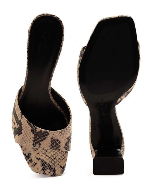 OFF THE HOOK Brown 'Park' Block Heel Heeled Snake Print Leather Sandals