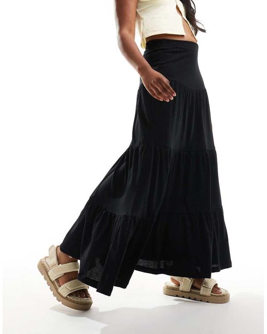 ONLY Black Tiered Maxi Skirt