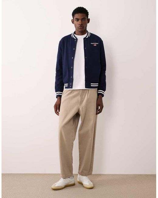 Polo Ralph Lauren Blue Sport Back Print Baseball Jacket for men