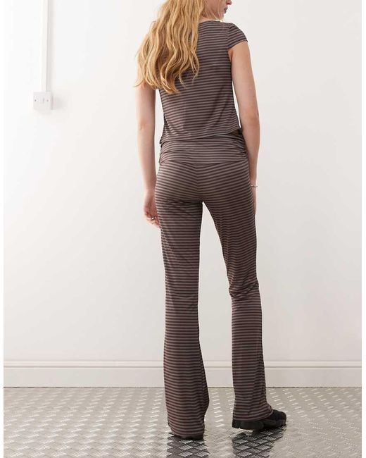 Collusion Brown Low Rise Ruched Fold Over Yoga Pant