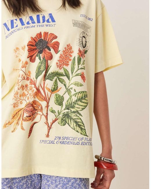 ASOS Natural Oversized Tee With Nevada Botanical Graphic