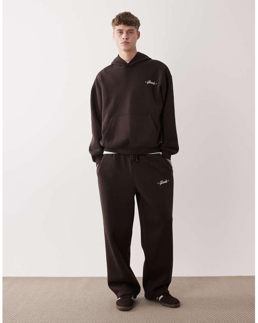 ASOS Black Wide Leg Sweatpants With Print Detail for men