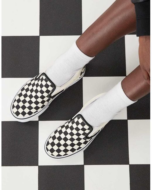Vans White Classic Slip-on Platform Checkerboard Trainers
