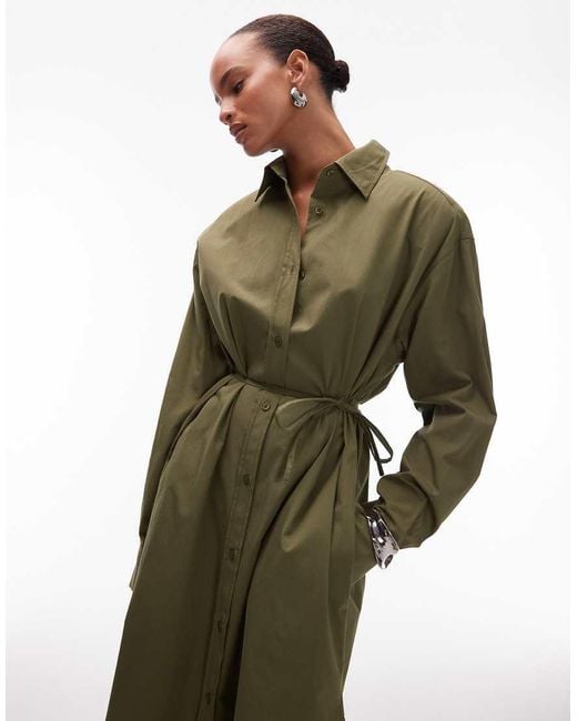 Vestito Camicia Lungo Oversize Oliva di ASOS in White