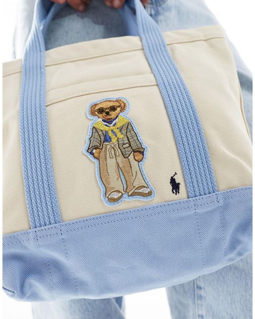 Tote bag à logo ours - crème Polo Ralph Lauren pour homme en coloris Blue