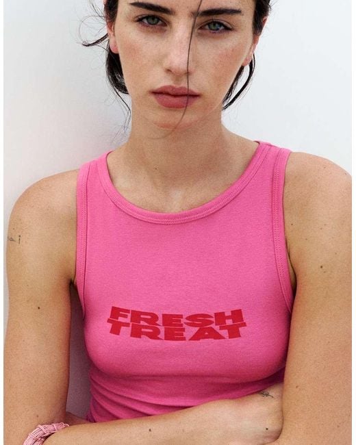 Pull&Bear Red Graphic Top
