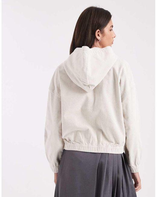 ONLY White Zipped Through Cord Hooded Jacket