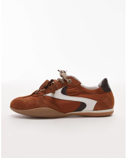 Bronx Brown Park-err Leather Sneakers With Contrast Laces