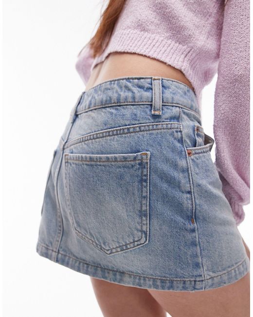 Mini-jupe évasée en jean - bleu délavé TOPSHOP en coloris Blue