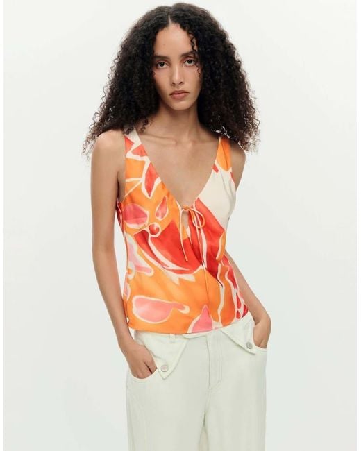 Desigual Orange Petal Strap Blouse