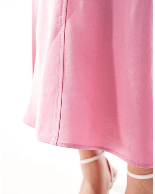 & Other Stories Pink Satin Midi Skirt With Panel Detail