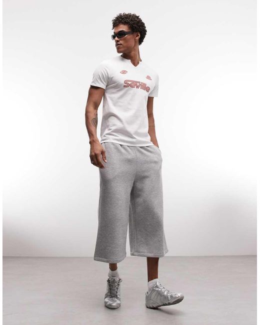 ASOS White Slim T-Shirt With Puff Print Football Graphic for men