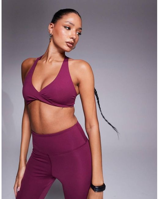 4505 Purple Light Support Twist Front Sports Bra Mulberry
