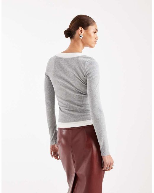 ASOS White Faux Double Layer Long Sleeve T-shirt