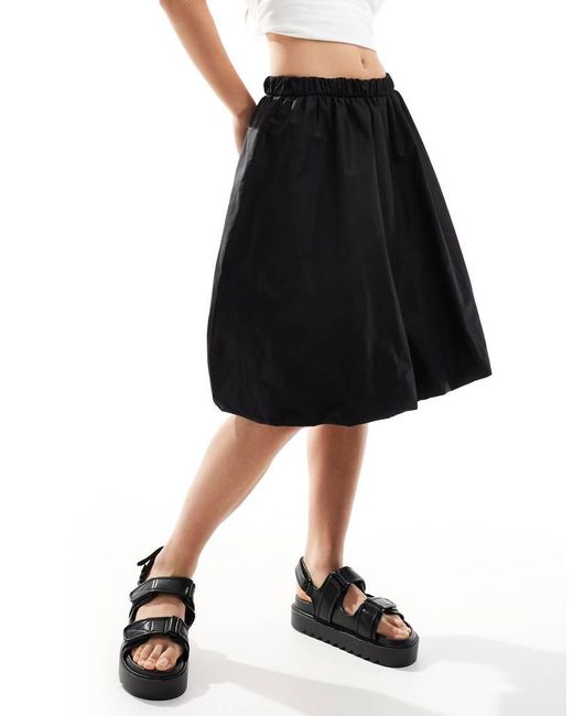 Collusion Black Poplin Midi Puffball Skirt