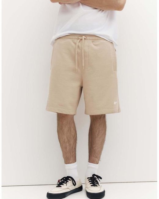 Pull&Bear Natural Bermuda Jogger With Logo for men