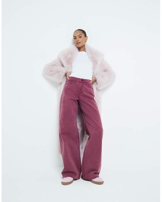 River Island Jeans Met Wijde Pijpen En Halfhoge Taille in het White