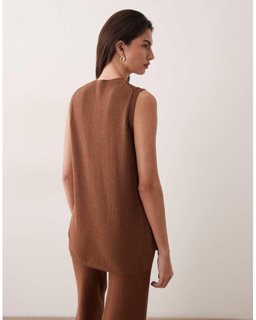 ASOS Brown Slub Henley Longline Top