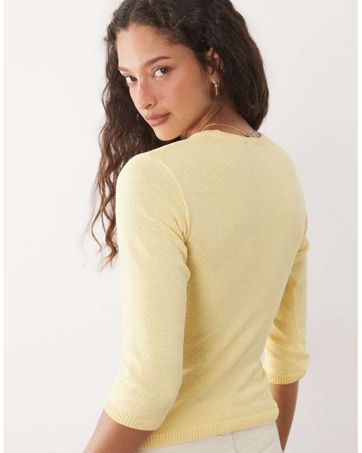 ASOS Yellow Knitted 3/4 Sleeve Top
