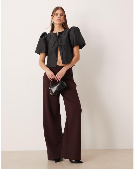 Vila Black Tie Front Volume Sleeve Blouse