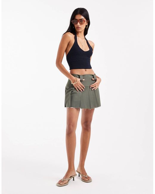 Crop top en maille à dos nu Stradivarius en coloris Blue