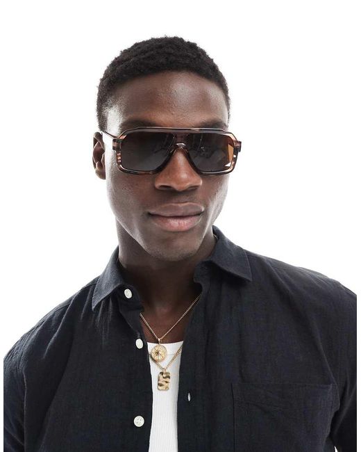ASOS Black Aviator Sunglasses for men