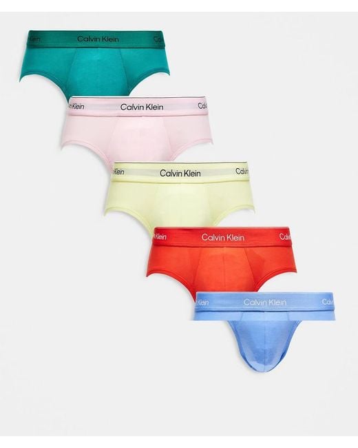 Calvin Klein White Pride 5 Pack Hip Briefs for men