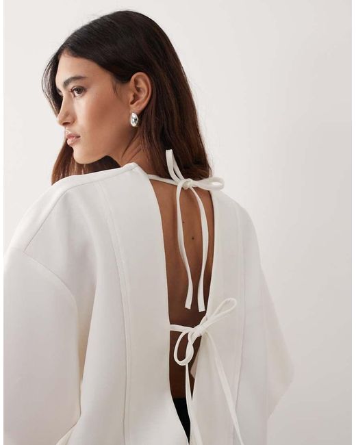 ARRANGE Natural Boxy Seam Top With Tie Back Detail