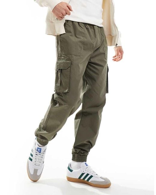 New Look Green Cuffed Ripstop Cargo Trousers for men