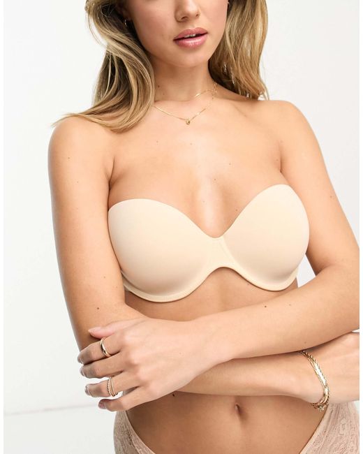 ASOS Natural Moulded Strapless Backless Bra With Stick On Wing