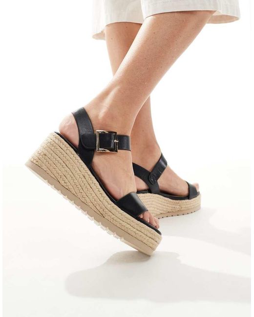 SEQWL Natural Summer Wedge Sandals With Buckle Strap