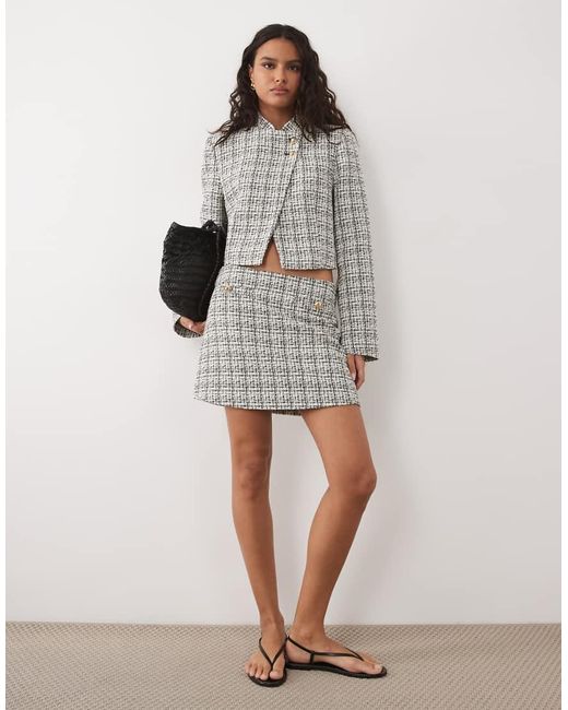 Miss Selfridge Gray Clean Mandarin Crop Blazer
