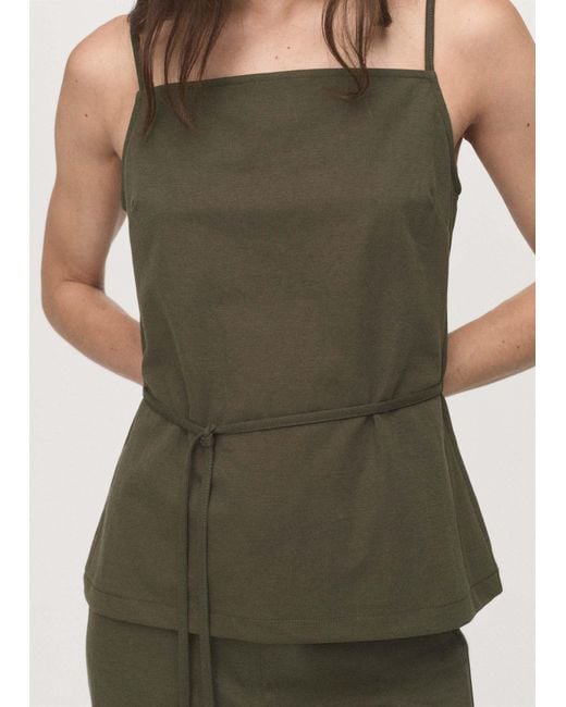 Top d'ensemble noué à la taille avec bretelles fines et encolure carrée - kaki Mango en coloris Green