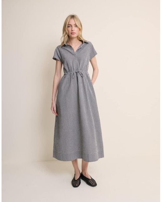 Nobody's Child Natural Gingham Mason Shirt Midi Dress