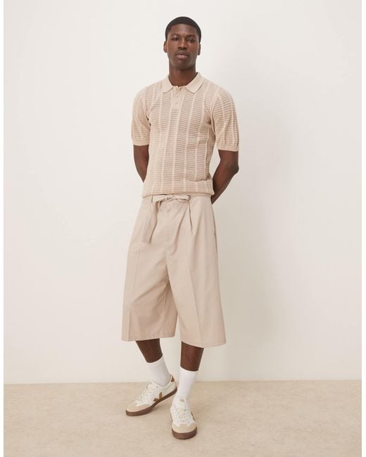 ASOS – strukturiertes polohemd in Natural für Herren