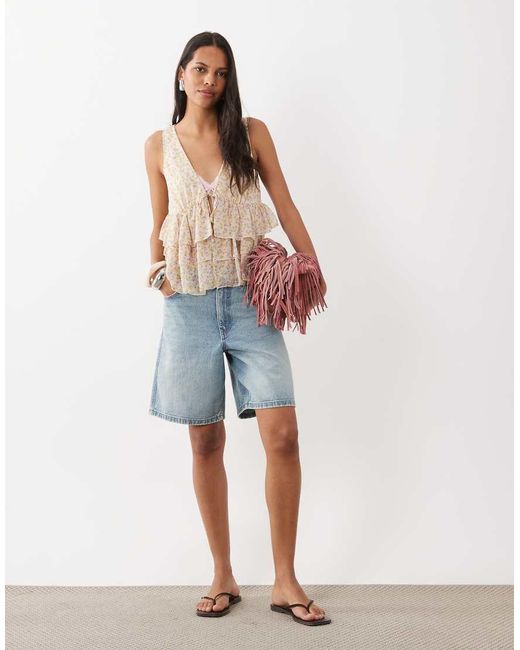Miss Selfridge Multicolor Tiered Tie Front Top