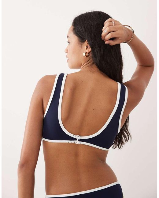 GOOD AMERICAN Blue Deep V Bikini Top