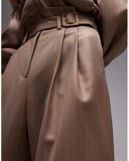 & Other Stories Broek Met Riem En Strepen, Deel Van Co-Ord Set in het Brown