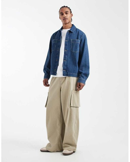 ASOS Blue Long Sleeved Denim Shirt for men