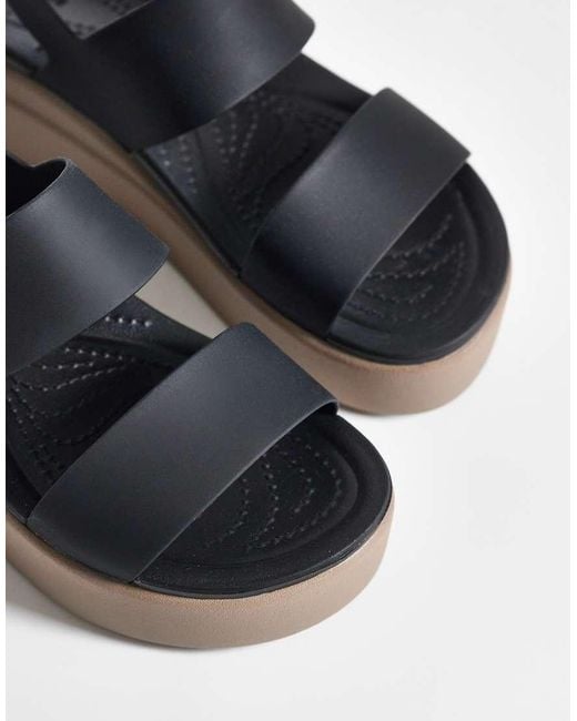 CROCSTM Black Brooklyn Low Wedge Sandals