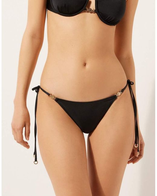 Calzedonia Black Tie Bikini Bottoms Minimal Fit