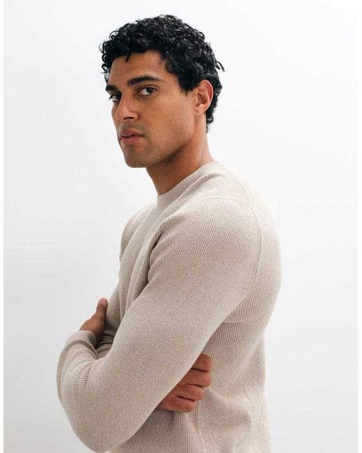 Mango Gray Round Neck Knitted Jumper for men