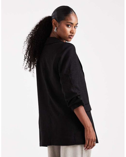 Vero Moda Black Ruched Sleeve Blazer
