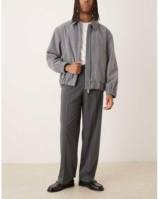 ASOS Gray Wide Leg Trousers for men